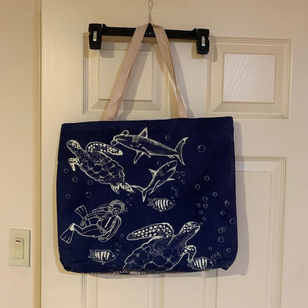 Riviera Maya Blue/Tan Nylon Tote Bag